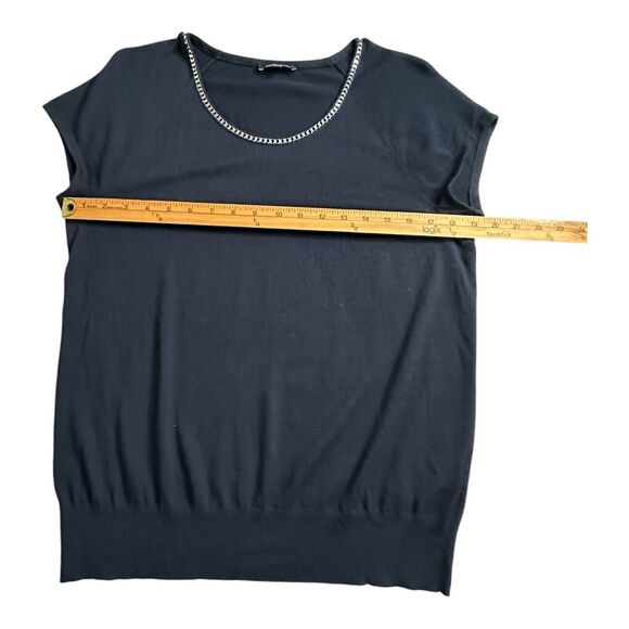 Lafayette 148 New York Black Stretch Short Sleeve Metal Neck Size Medium - Picture 12 of 15